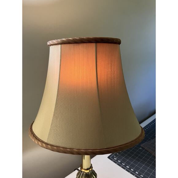 Bell Oval Lampshade Beige Brown Fabric Floor Table Shade Striped Lining Accent - Picture 1 of 4